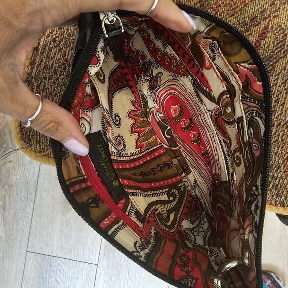 Sophia Visconti Vintage Leather Pouch Clutch Black Handbag - Picture 6 of 7